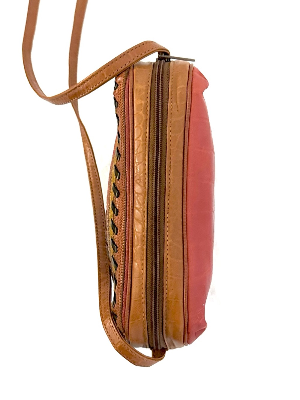Sharif Multicolor Leather Woven Crossbody Bag in Tan, Red, Blue, Green - Picture 4 of 9